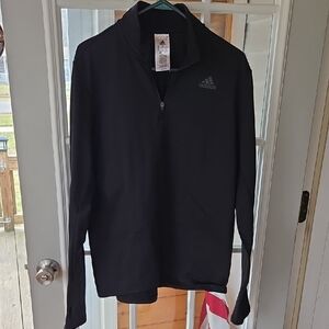 adidas Black Quarter-Zip Pullover with Chest Logo